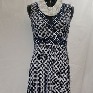 Lands End Navy & White Maxi Dress